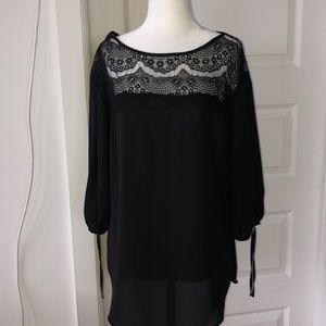 Dynamite Black Blouse with Lace